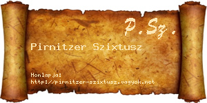Pirnitzer Szixtusz névjegykártya